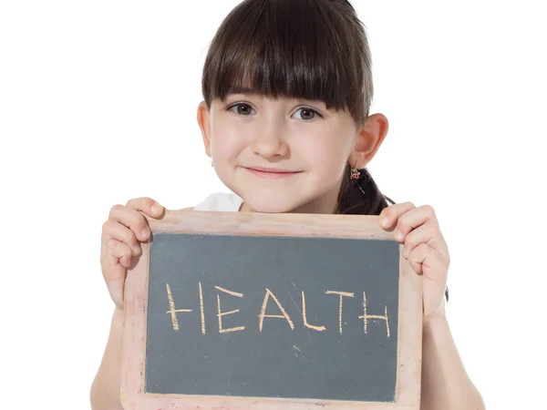 Meisje en schoolbord — Stockfoto