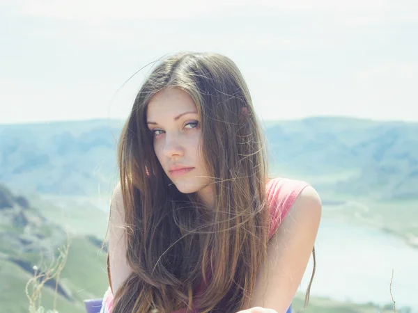 Young women at nature — Stock Photo, Image