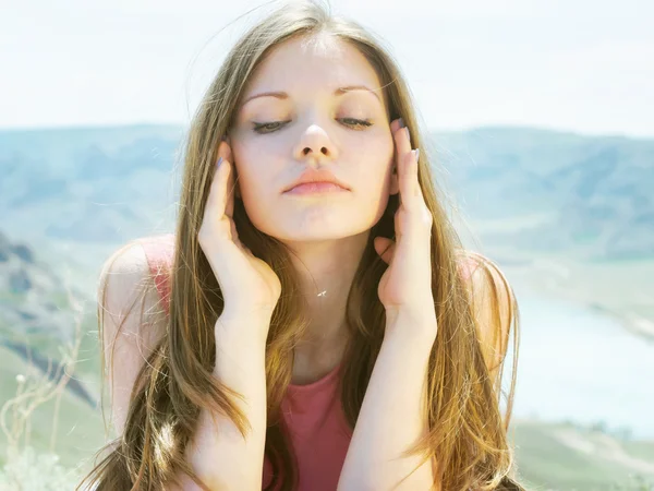 Young women at nature — Stock Photo, Image