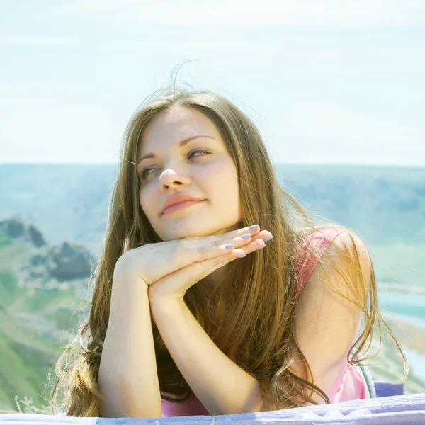 Young women at nature — Stock Photo, Image