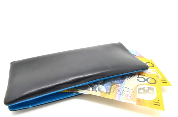 Money in leather wallet — Stock Photo, Image