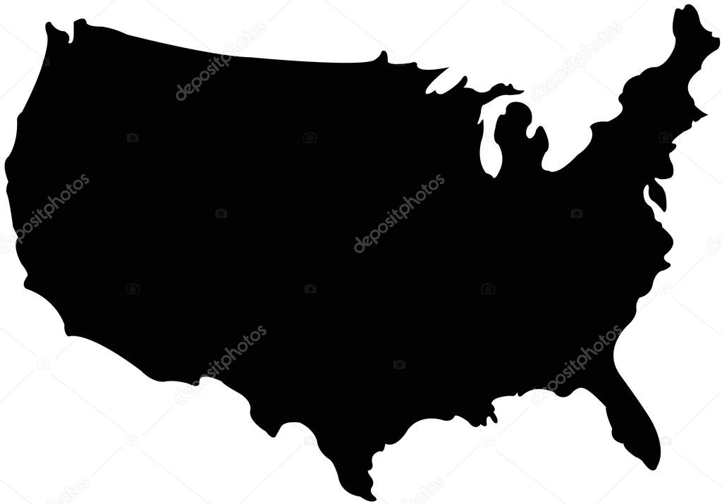 United Stated map in silhouette version