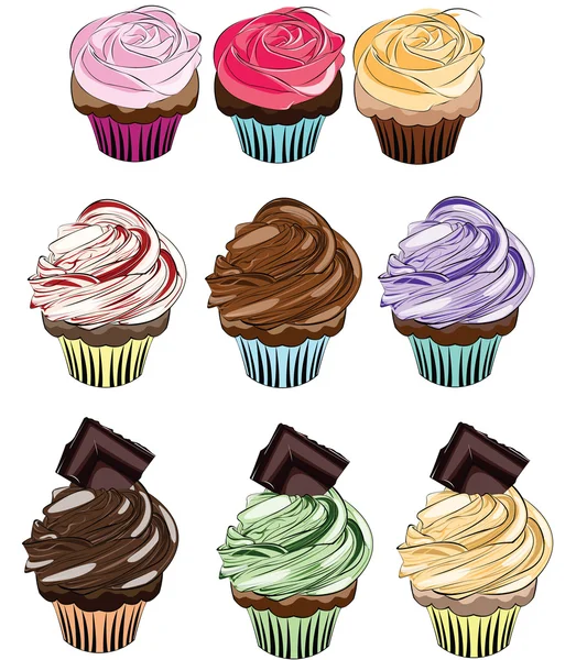 Set of cupcake — Stock Vector