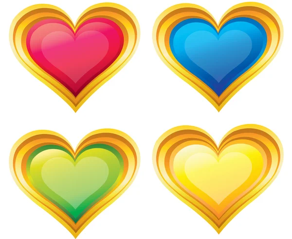 Набір барвистих сердець — стоковий вектор