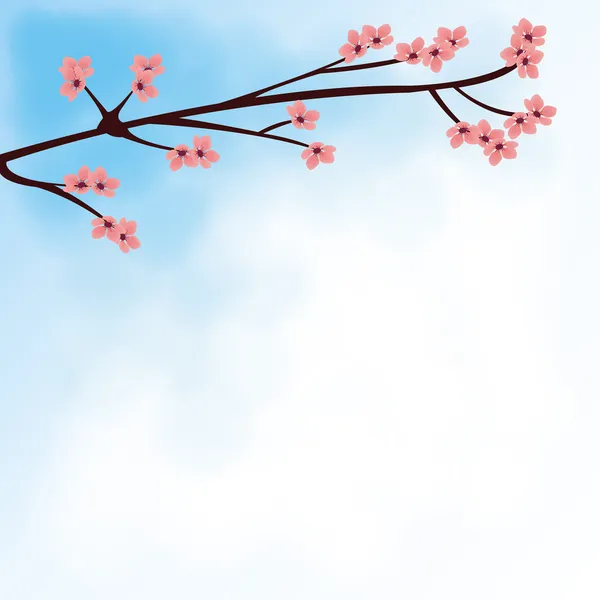 Sakura no fundo do céu para notepad — Vetor de Stock