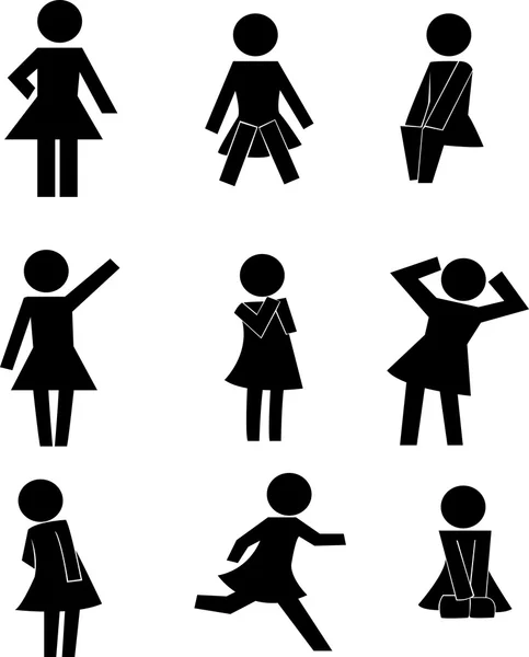 Silhouette of women in various actions — Stock Vector