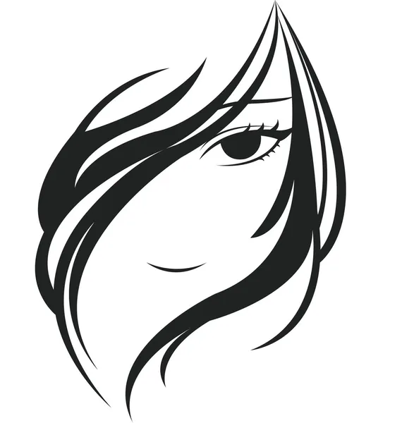 Silhouette de jeune femme visage — Image vectorielle