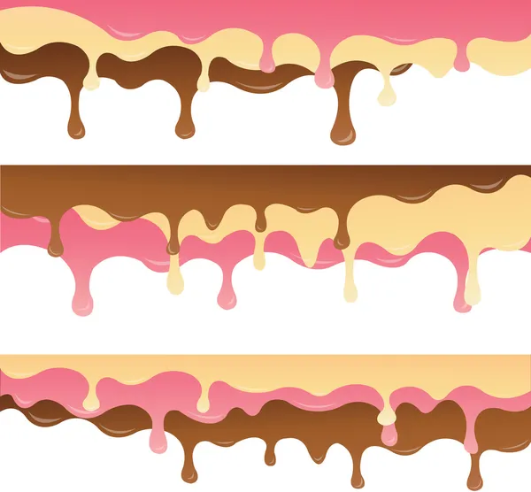 Chocolat fondu, vanille et fraise pour bloc-notes ou fond — Image vectorielle