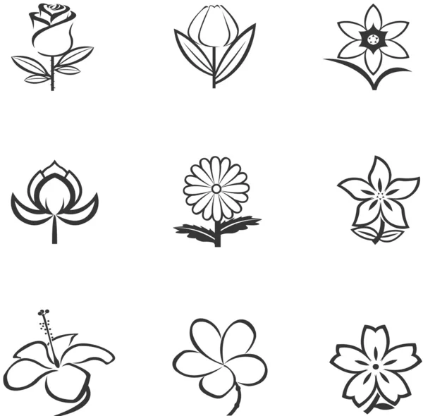 Iconos de flores — Vector de stock