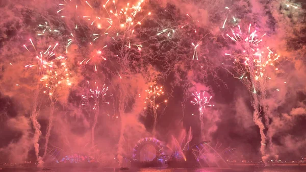 Hermosos Fuegos Artificiales Italia Isola West Plaza — Foto de Stock