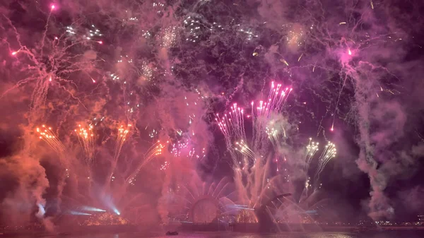 Hermosos Fuegos Artificiales Italia Isola West Plaza — Foto de Stock