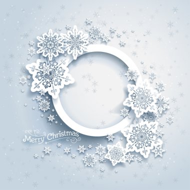 Christmas frame on snow background