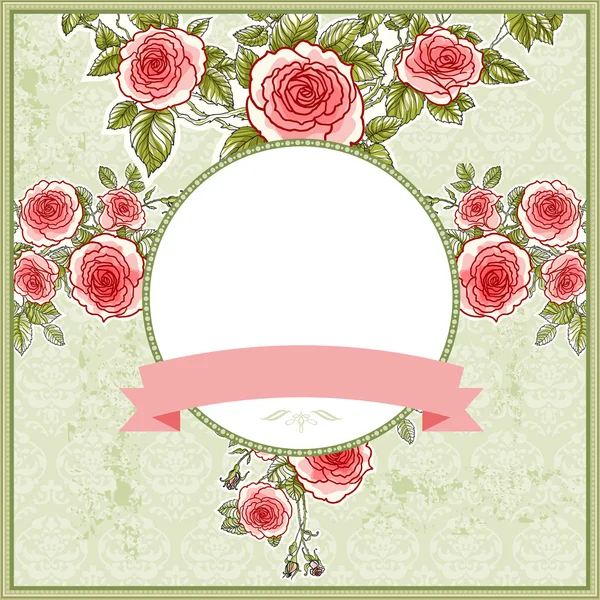 Fundo vintage bonito para o casamento com rosas — Vetor de Stock