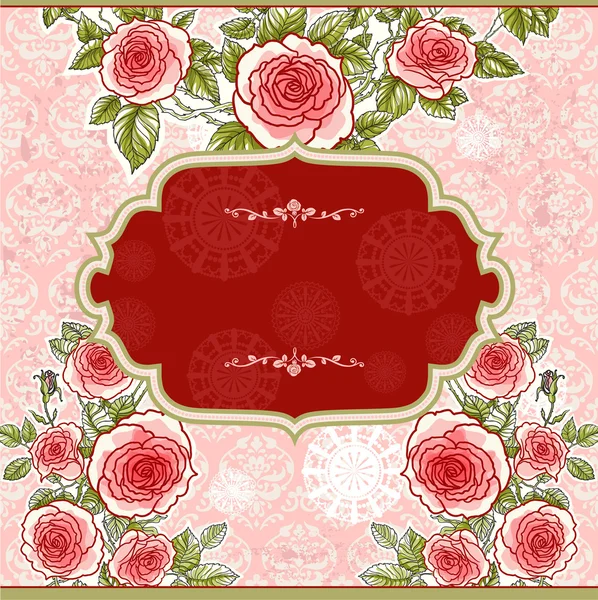 Festive pink vintage background with roses — Stock Vector