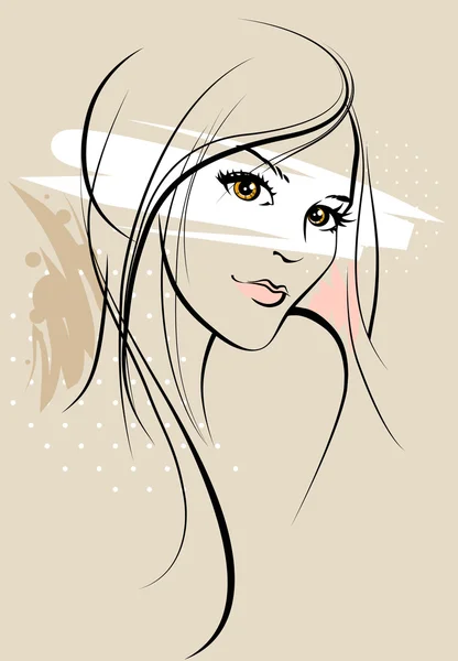 Beautiful girl sketch — Stock Vector