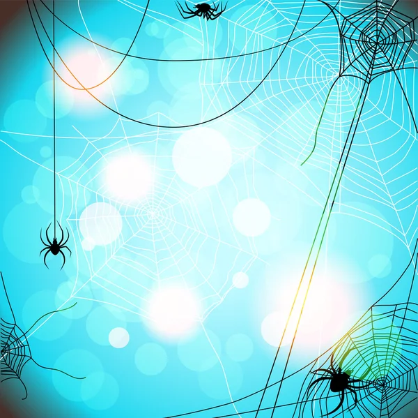 Background with spiders and web — Stock Vector