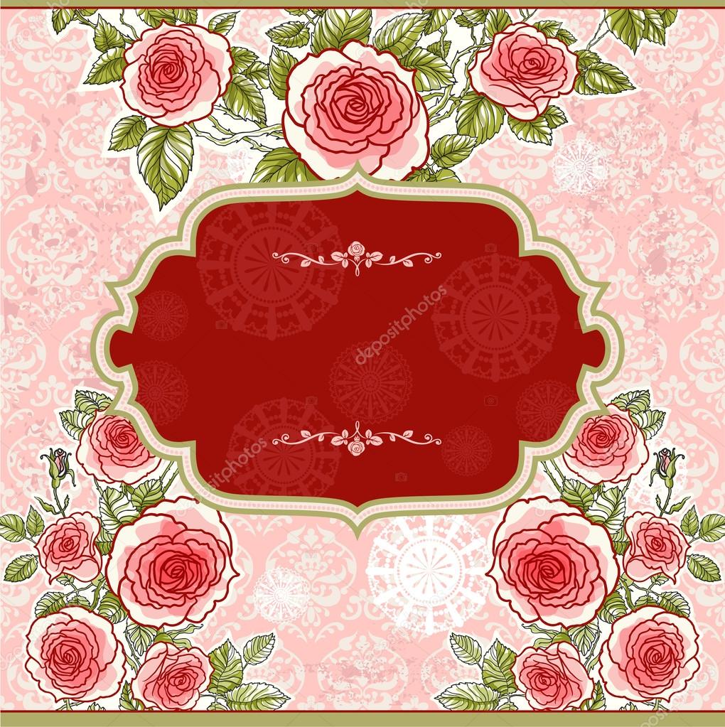 Festive pink vintage background with roses