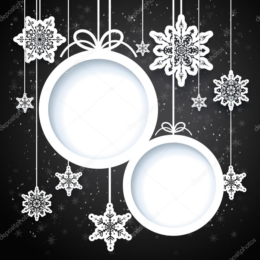 Black and white winter design with snowflakes
