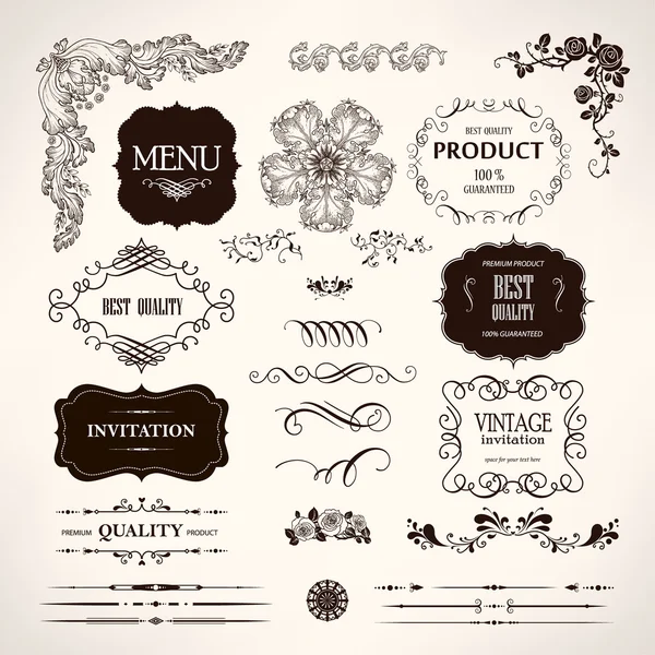 Vektör tasarım öğeleri ve kaligrafi sayfa dekorasyon