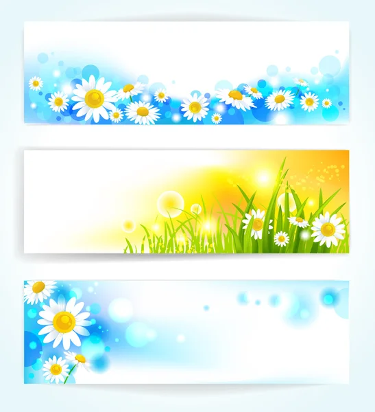 Set di banner floreali positivi — Vettoriale Stock