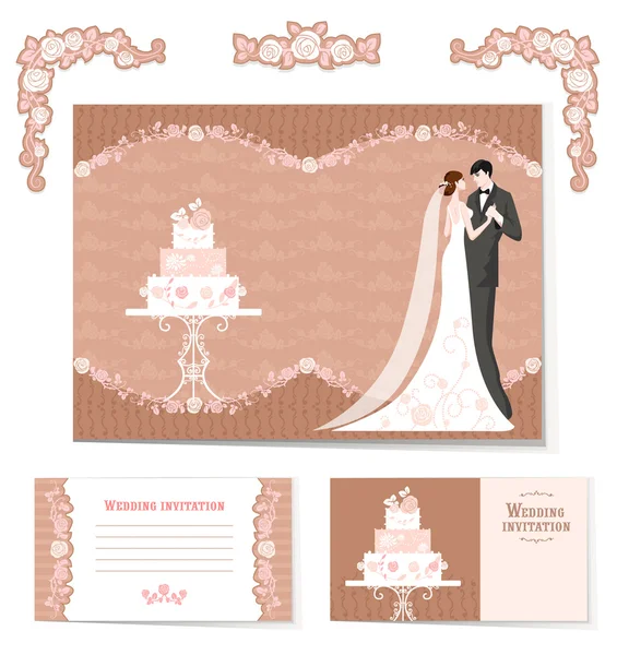 Ensemble de cartes de mariage — Image vectorielle