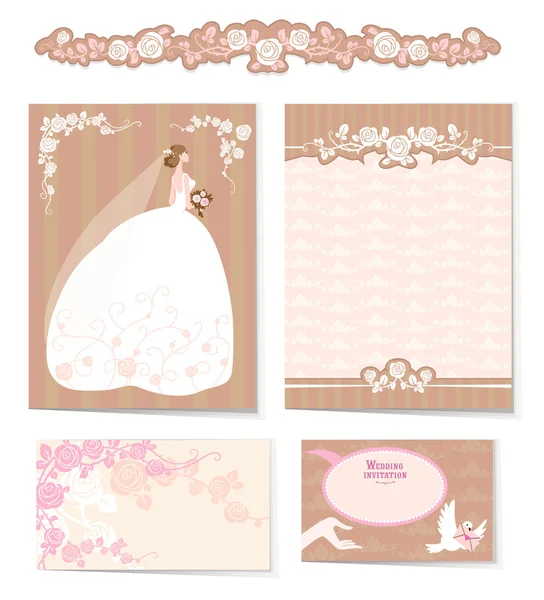 Ensemble d'invitations de mariage — Image vectorielle