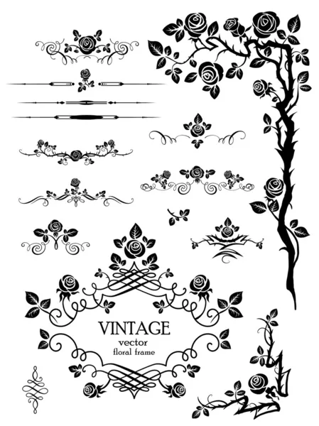 Vektorové prvky a stránky dekorace s růží Royalty Free Stock Ilustrace