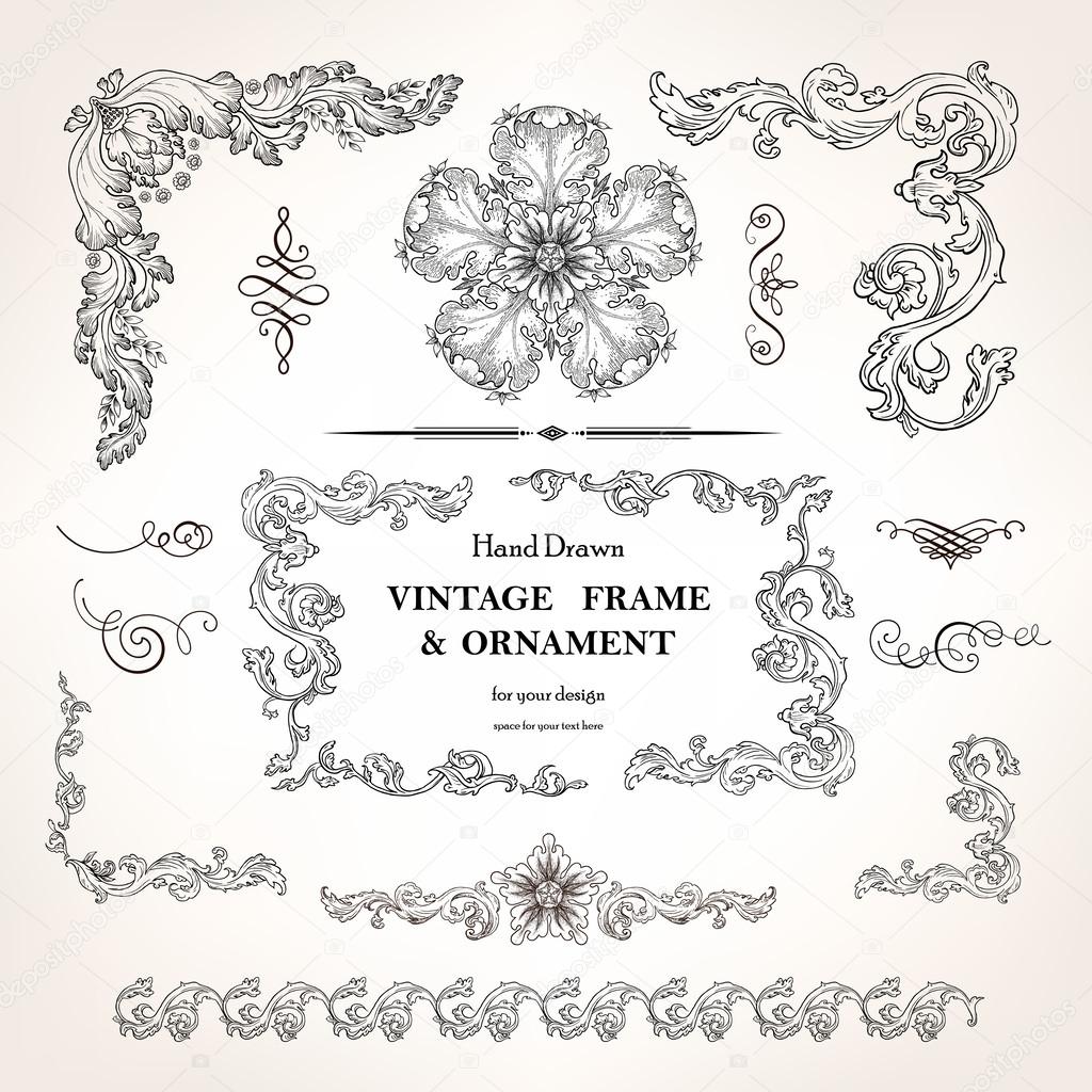 Set of vintage design elements