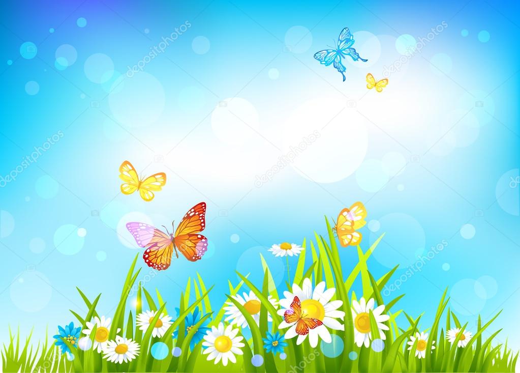 Sunny day background with flowers