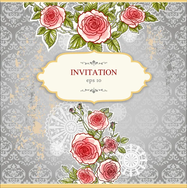 Tarjeta de invitación floral — Vector de stock