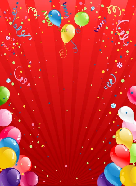 Feier roter Hintergrund mit Luftballons — Stockvektor