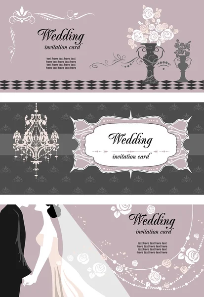 Hochzeitskarten mit Platz für Text — Stockvektor