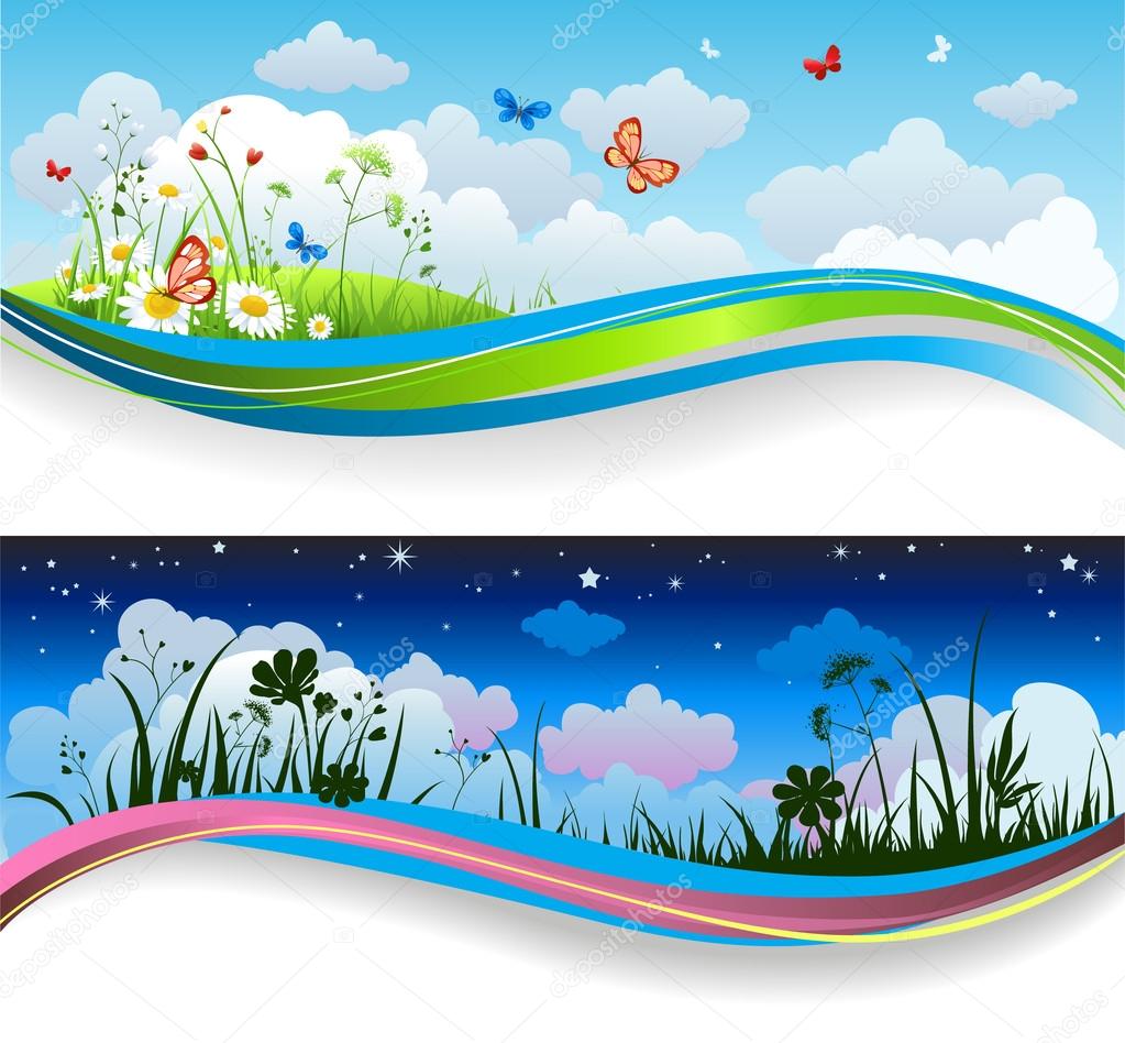 Day and night summer banners