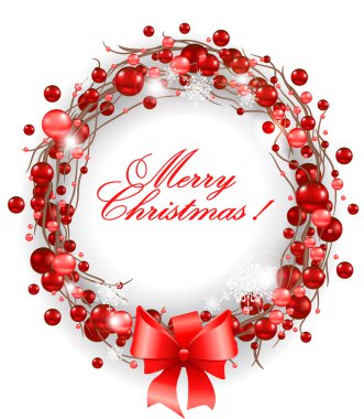 ? hristmas çelenk kırmızı yay ile