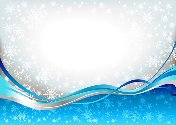 Vagues bleues fond de neige — Image vectorielle