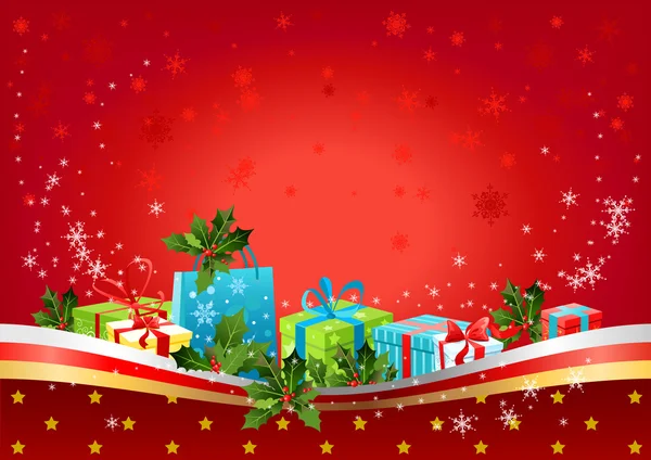 Christmas background with gifts — Stock Vector