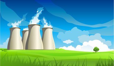 nükleer santral istasyonu ve yalnız ağaç