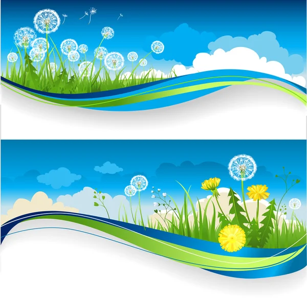 Banner Dandelion - Stok Vektor