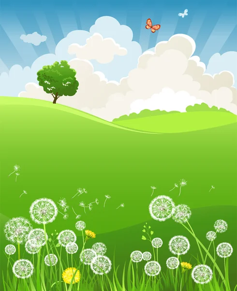 Summer background with dandelion — Stock Vector