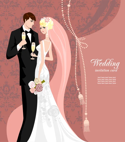 Elegante boda rosa — Vector de stock