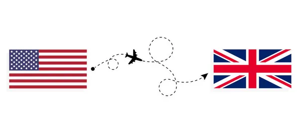 Рейс Подорожі Сша Сполученого Королівства Великої Британії Концепцією Пасажирського Літака — стоковий вектор