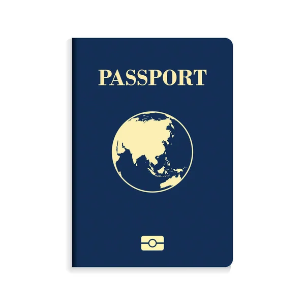 Pasaporte Azul Biométrico Internacional Aislado Sobre Fondo Blanco — Archivo Imágenes Vectoriales