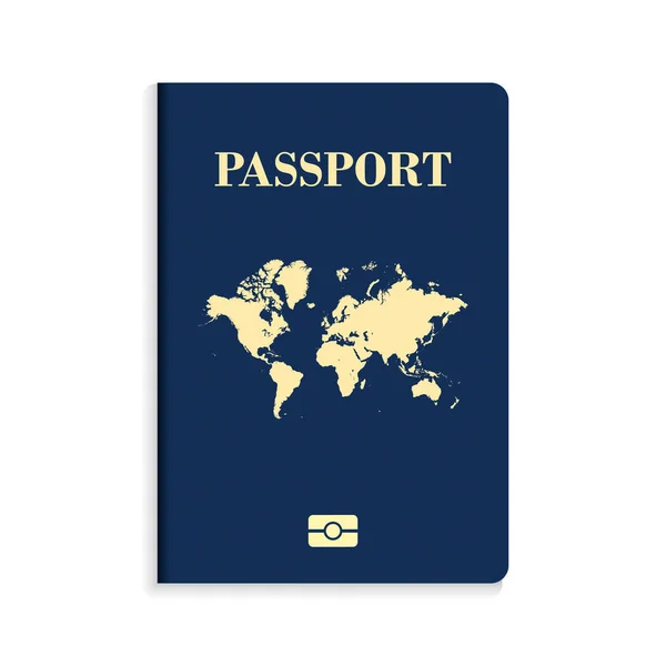 Passaporte Internacional Azul Biométrico Isolado Sobre Fundo Branco — Vetor de Stock