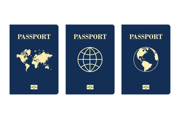 Passeport International Biométrique Bleu Isolé Sur Fond Blanc — Image vectorielle