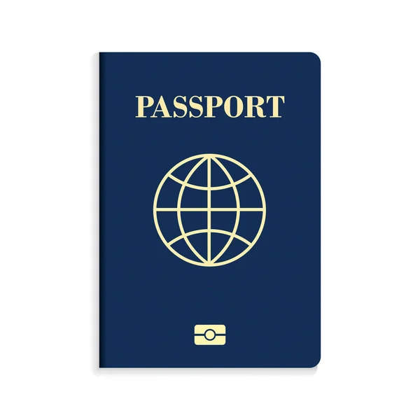 Passeport International Biométrique Bleu Isolé Sur Fond Blanc — Image vectorielle