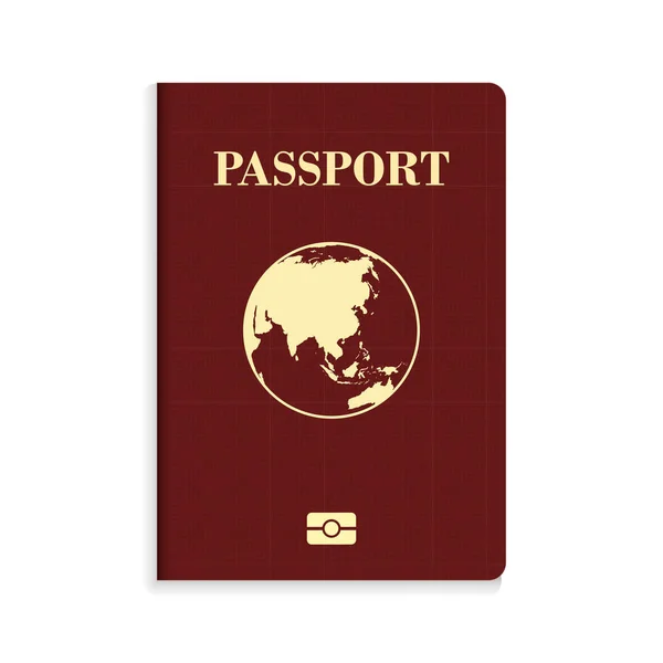 Passeport International Biométrique Rouge Isolé Sur Fond Blanc — Image vectorielle