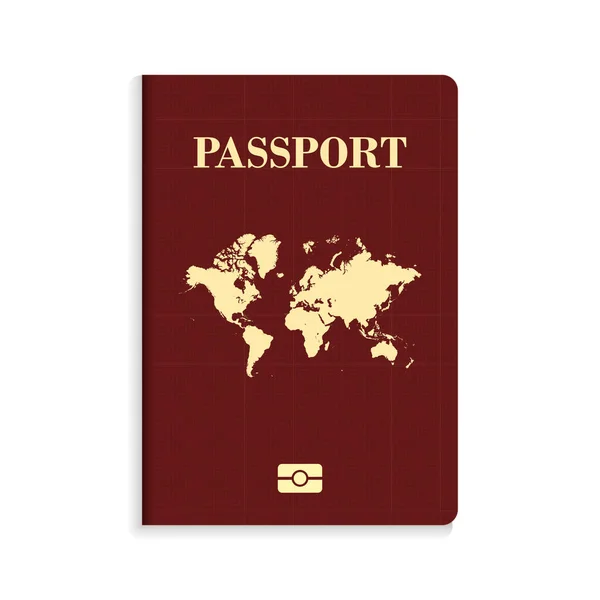 International Biometric Red Passport Isolated White Background — Stock Vector