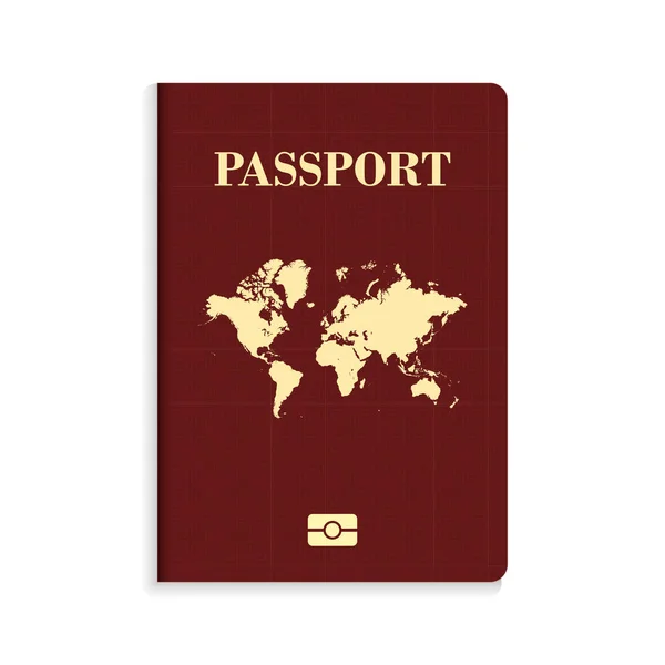 Pasaporte Rojo Biométrico Internacional Aislado Sobre Fondo Blanco — Vector de stock