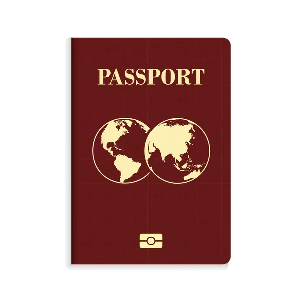 International Biometric Red Passport Isolated White Background — Stock Vector