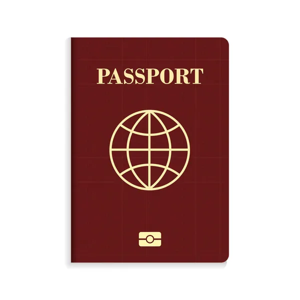 Passeport International Biométrique Rouge Isolé Sur Fond Blanc — Image vectorielle